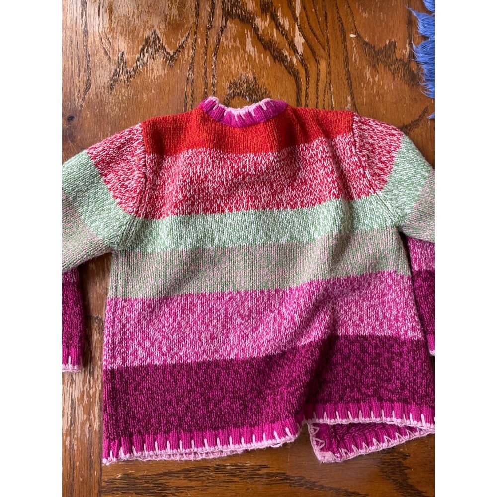 Vintage Toddler Girls Striped Cardigan Sweater Simply Basic 1990s Size 3T - Picture 6 of 9